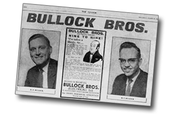 A Bullock Bros advert from 1962 featured in the Gloucester Citizen. Donald Bullock is shown on the left.